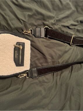 Sherpa Front Belt Bag with Black Trim and Gold Hardware